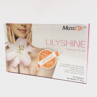 Lilly Shine 30 capsules ผลิตภัณฑ์อาหารเสริมด้วยสารสกัดจากเปลือกสนฝรั่งเศส ผสมกลูตาไธโอน ปรับสภาพสีผิวให้แลดูขาว สุขภาพดี