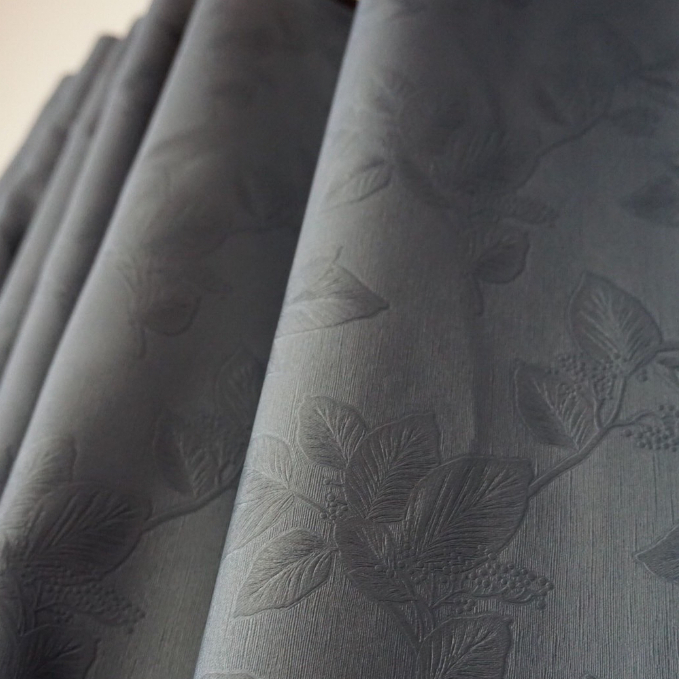 ผ้าม่านสีเทาลายใบไม้ใหญ่ กั้นห้องกั้นแอร์ Blackout ม่านประตู,หน้าต่าง Polyester100% ผ้าเกรดพรีเมี่ยม ราคา ถูกที่สุด ดีลบีเคเค แกลเลอรีภาพที่ 8