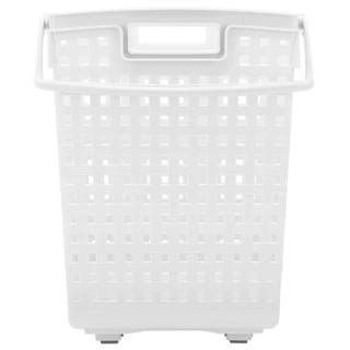 โลตัส ตะกร้าเหลี่ยม ลายหวาย มีล้อขาว NO.4213 สีขาว LOTUS'S LOUNDRY BASKET WITH WHEEL WHITE NO. 4213