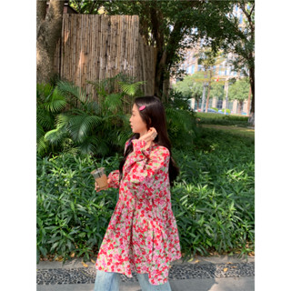 (พร้อมส่ง) Summer floral dress💗🐻 C3926 มินิเดรสสั้น เดรสสั้นแขนพอง มินิเดรสสั้นลายดอก