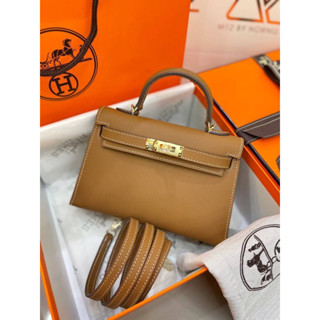 Hermes งานสวย หนังเเท้ทั้งใบ ปั้มแบรนด์ครบทุกจุด mini Kelly  Grad original  Size 19CM