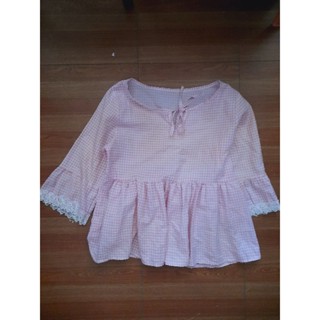 เสื้อเชิ้ตลายสก็อต อก 38 นิ้ว ไหล่ 14 นิ้ว ยาว 22 นิ้ว ไม่มีตำหนิ