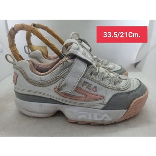 Fila Size 33.5 ยาว 21 รองเท้ามือสอง เด็กเล็ก เด็กโต ผู้หญิงเท้าเล็ก  ผ้าใบ  แฟชั่น ลำลอง เที่ยว