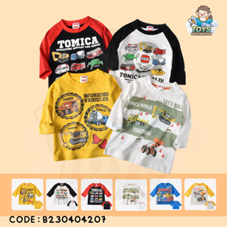 ✅พร้อมส่งในไทย✅ เสื้อยืด แขนสามส่วน เด็ก ลายรถ TOMICA B230404207