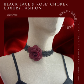 🔥SALE🔥โช้กเกอร์ลูกไม้ดอกกุหลาบสุดเซ็กซี่🥀🌹✨Black Lace Rose Choker 🌈✨สินค้าพร้อมส่งค่า