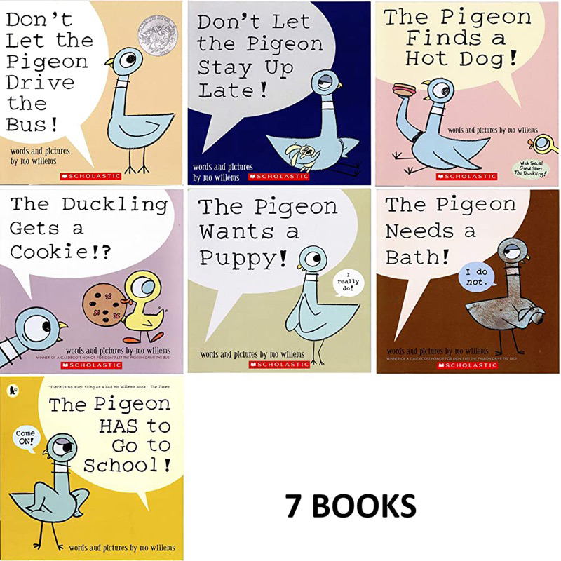 The Pigeon Book Series By Mo Willems & Eleanor Catton, Don't Let the Pigeon Drive the Bus,…7 Books Set