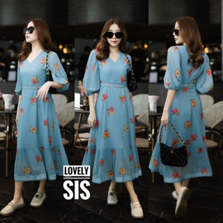 🌈🌿🌼🌺🌸💙🧡🇰🇷 Floral Chiffon Pleat Sleeve Maxi Dress