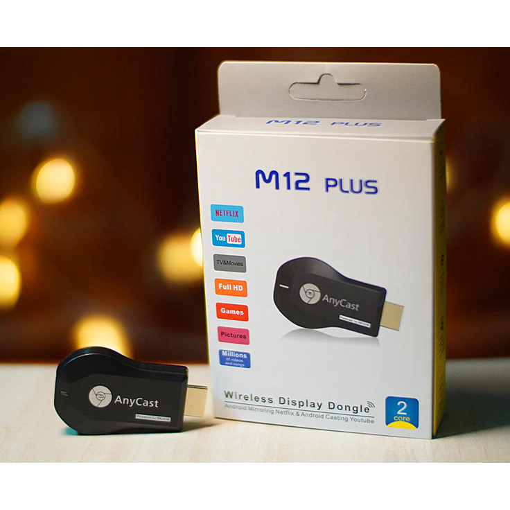 Anycast M12 plus เชื่อมต่อมือถือไปทีวี ทีวีรถยนต์ โปรเจคเตอร์ ใช้ได้​กับมือถือทุกยี่ห้อ ดู Netflixแล