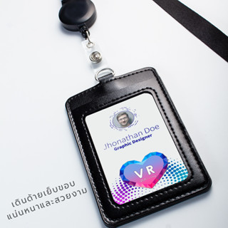 ป้ายห้อยคอ  กระเป๋าหนังใส่บัตรพร้อมสายคล้องคอ  card holder ที่ห้อยบัตรพนักงาน ป้ายชื่อคล้องคอ หนัง PU เรียบหรู ทนทาน