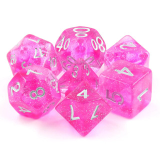 Rosy Sparkle Dice Set of 7 | ลูกเต๋า Dice For DnD D&amp;D MTG RPG TRPG เกมกระดาน บอร์ดเกม Game ไพ่ทาโรต์ Magic เมจิก