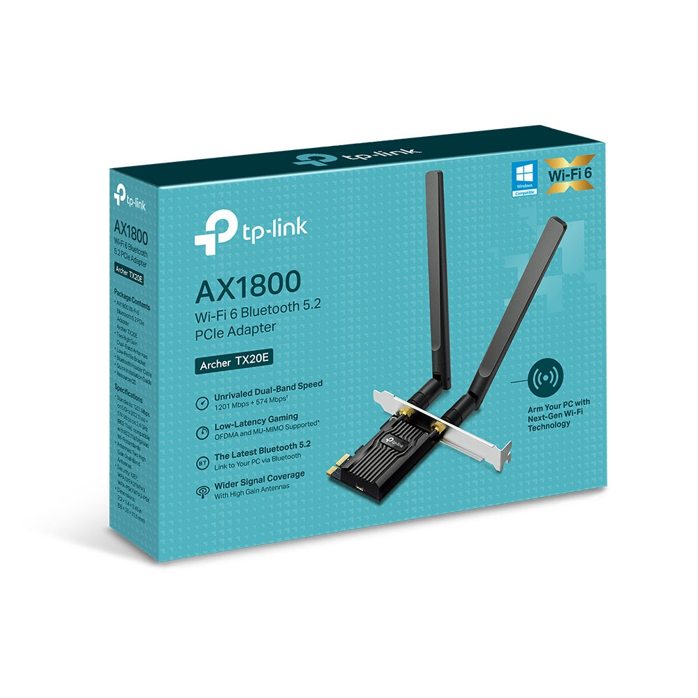 TP-LINK ARCHER-TX20E AX1800 Wi-Fi 6 Bluetooth 5.2 PCIe Adapter