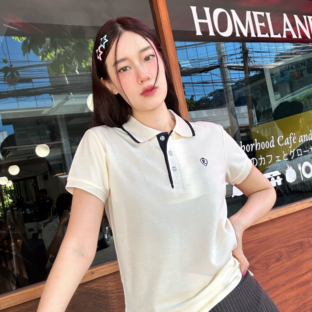 POLOLAND เสื้อโปโลหญิง ทรงเข้ารูป รุ่น Kgirl สีครีม (3 สี)