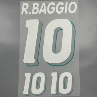 เบอร์ชื่อ ติดเสื้อฟุตบอล ย้อนยุค อิตาลี่ 1994  10 BAGGIO แบบเฟลค Italy 1994