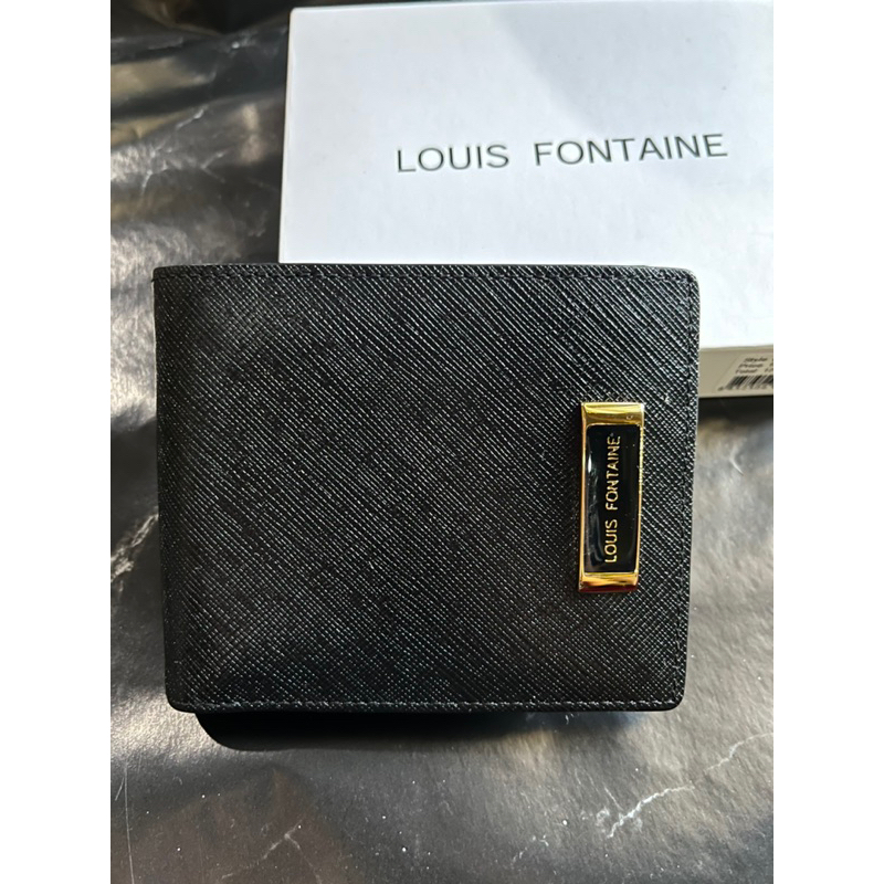 🔥 ส่งต่อ 🔥 Louis Fontaine กระเป๋าสตางค์พับสั้น มีช่องใส่เหรียญ สีดำ