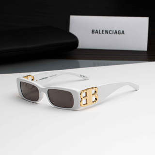 แว่นกันแดด BALENCIAGA รุ่น BB0096S 001 SIZE 51 MM. (WHITE-GOLD-GREY