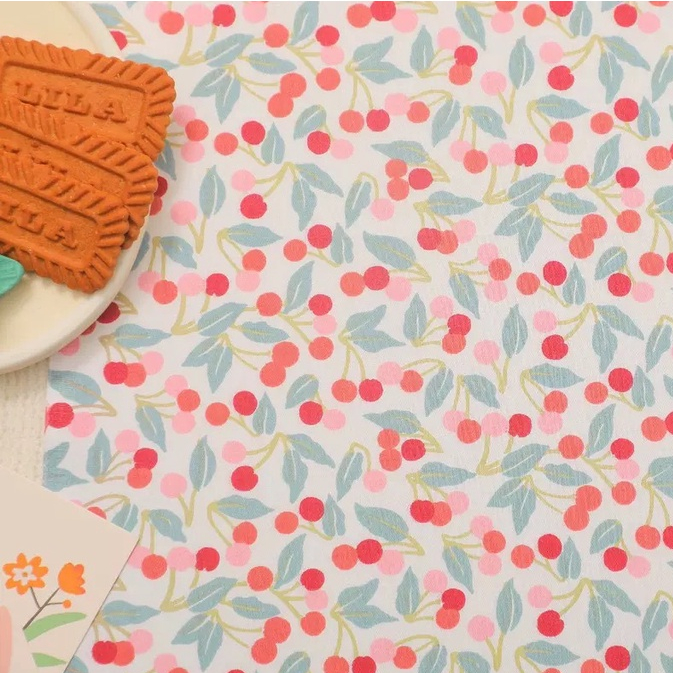 ผ้าคอตตอน 100% ทอทวิล ผ้าเมตร หน้ากว้าง 1.6 เมตร ลายรถ ลายผลไม้