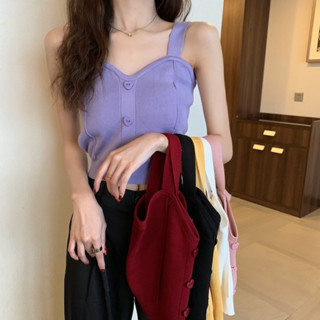 เสื้อกล้ามครอปกระดุมหัวใจ bb059