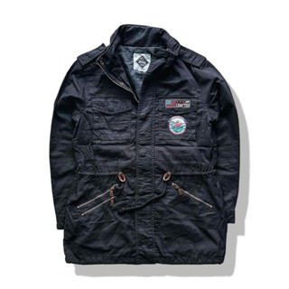 Jeep Black Hooded Military Jacket รอบอก 40”