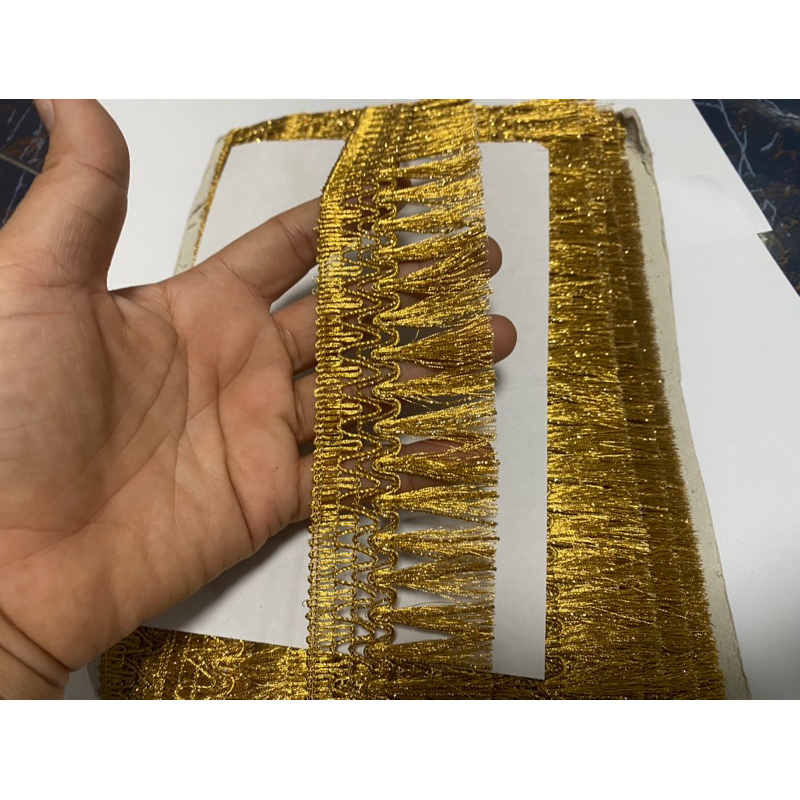 ยกพับ18หลา เทปทองตกแต่ง ลูกไม้ชายครุย - รูปที่ 2