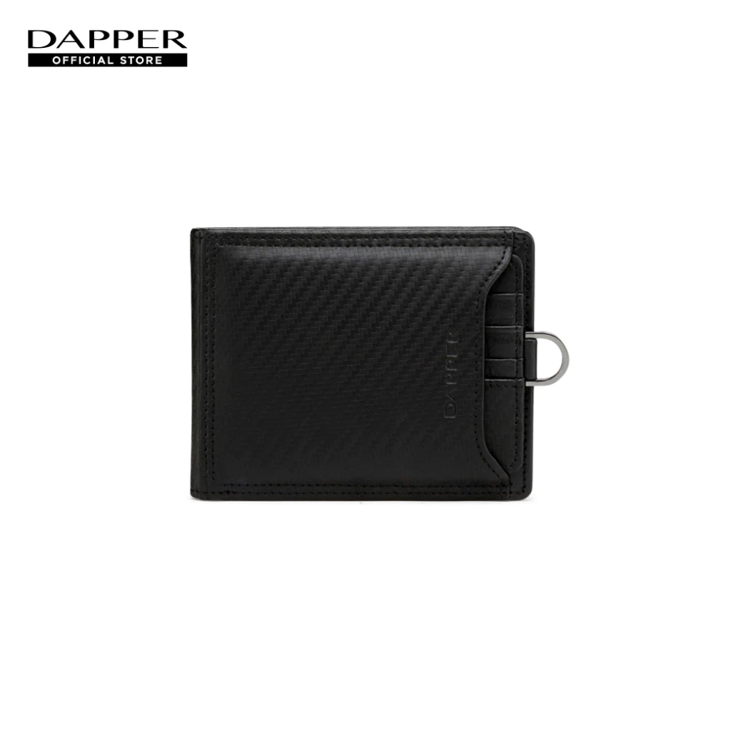 DAPPER กระเป๋าสตางค์ Carbon Fiber Drawer Tri-fold Wallet หนังแท้ สีดำ (BWM/BK/1107CB14)