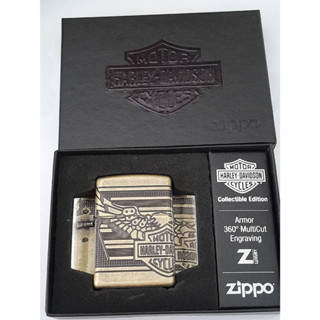 ZIPPO 29898  HARLEY DAVIDSON  ANTIQUE BRASS  ARMOR CASE  MULTICUT ENGRAVING  คอลเลคชั่นประจำปี2019  จาก HARLEY DAVIDSON