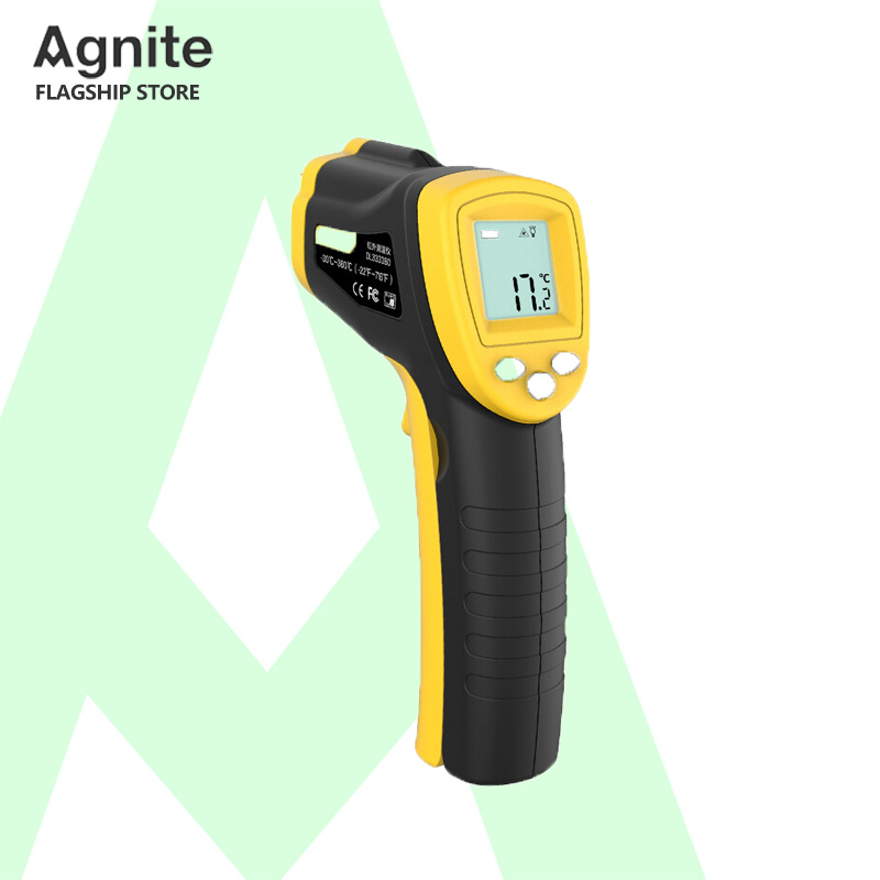 Agnite ปืนวัดอุณหภูมิ เครื่องวัดอุณหภูมิเลเซอร์อินฟราเรด เครื่องวัดอินฟราเรดดิจิตอล หน้าจอLCD Infrared Thermom