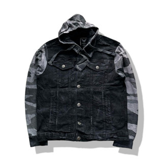 Brave Soul Black Camo Hooded Jacket รอบอก 44”