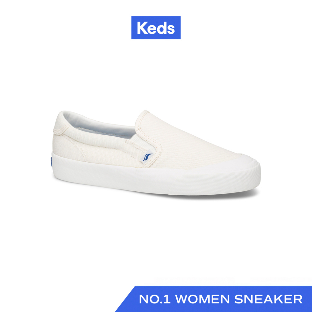 KEDS รองเท้าผ้าใบ แบบสวม รุ่น CREW KICK 75 SLIP ON CANVAS สีขาว ( WF62485 )