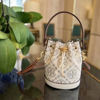 To//ry  T-Monogram Embroidered Mini Bucket Bag  กระเป๋าทรงถัง Code:B9D09050366 แบรนด์แท้ 100% งาน Outlet