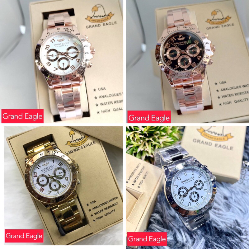 💥Amarica Eagle (ชื่อใหม่Grand Eagle) นาฬิกาแท้กันน้ำ  เซ็ทเวลา