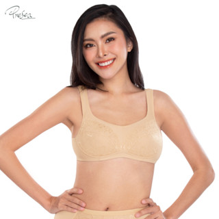 Presea  บราไร้โครงตกแต่งลูกไม้ Lace bra สีเนื้อ รุ่น MA1503