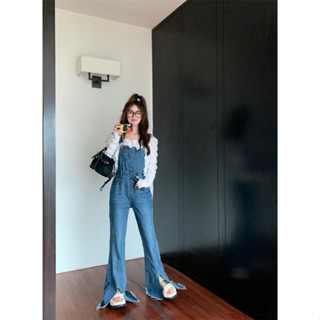 Manyjeans Overalls เอี๊ยมกางเกงยีนส์ขายาวเอวสูง (พร้อมส่งในไทย)