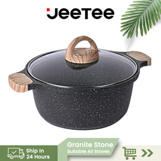 Jeetee 20/24/28 ซม. หม้อน้ำซุปนอนสติ๊ก, หม้อหินแกรนิต, จานหม้อพร้อมฝาปิด Dutch Oven เครื่องครัว PFOA ฟรี