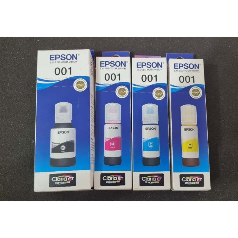 น้ำหมึกแท้ 100%  EPSON 001 แบบกล่อง Series-L เครื่องพิมพ์ 4 สีสีสวย น้ำหมึกคุณภาพ