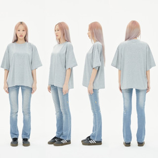 OV25 * NEW *  SILVER เสื้อยืดสีเทาท็อปดาย  Cotton20 Oversize