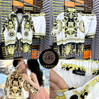 ชุดเซท Versace 💛🖤 เสื้อเชิ้ตแขนสั้น + กางเกงขาสั้น 🩳 Hiend 1:1 Print screen laser งานสวย ส่งจากไทย 🇹🇭