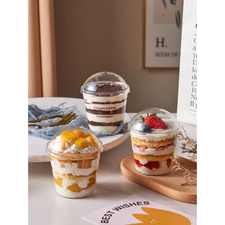 B006 พร้อมส่ง ทุกแบบไม่มีลาย!มีฝาทุกแบบ(แพค10! ถ้วย+ฝา) ถ้วยมูสเค้ก ใส่เค้ก ใส่ไอศครีมเข้าฟรีซได้