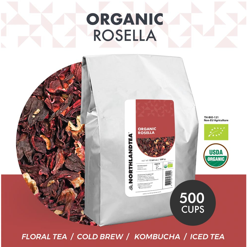 Northlandtea - ชากระเจี๊ยบ USDA & EU ออร์แกนิค 500 กรัม HOT & ICED TEA / COLD BREW / KOMBUCHA etc.