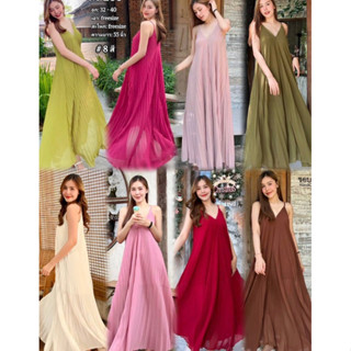 chiffon pleated dress เดรสพลีทสายเดี่ยว