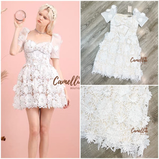 เดรสลูกไม้ 3D (D060) Camellia