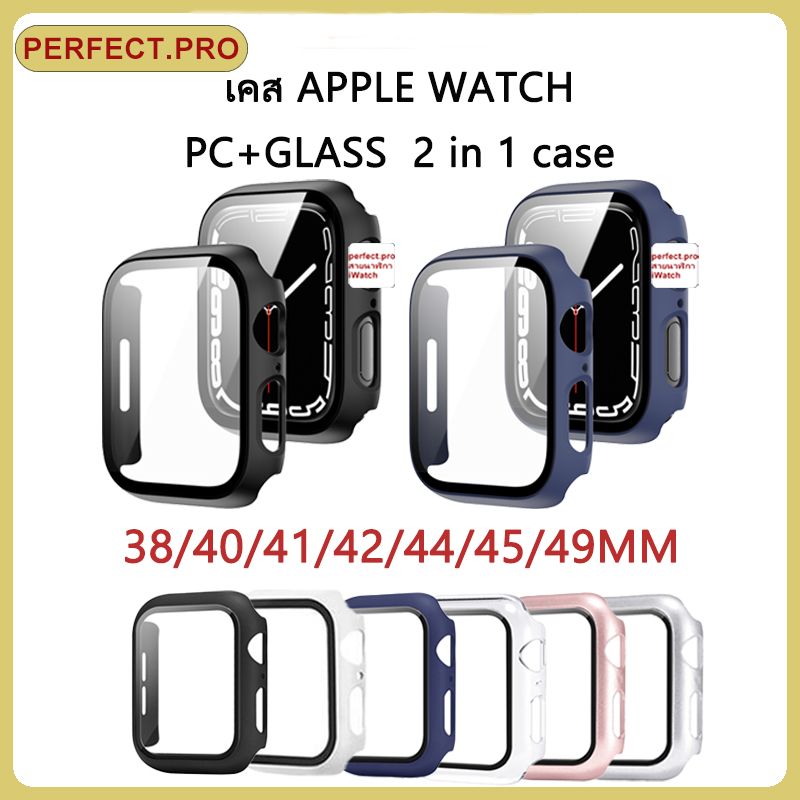 เคส Apple watch ใช้กับ iWatch 7/6/5/4/3/2/1/SE PC+Glass case 38mm/41mm/42mm/44mm/45mm/49mm