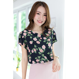 Narinari : MT0202 Double Button Petal Sleeve Blouse