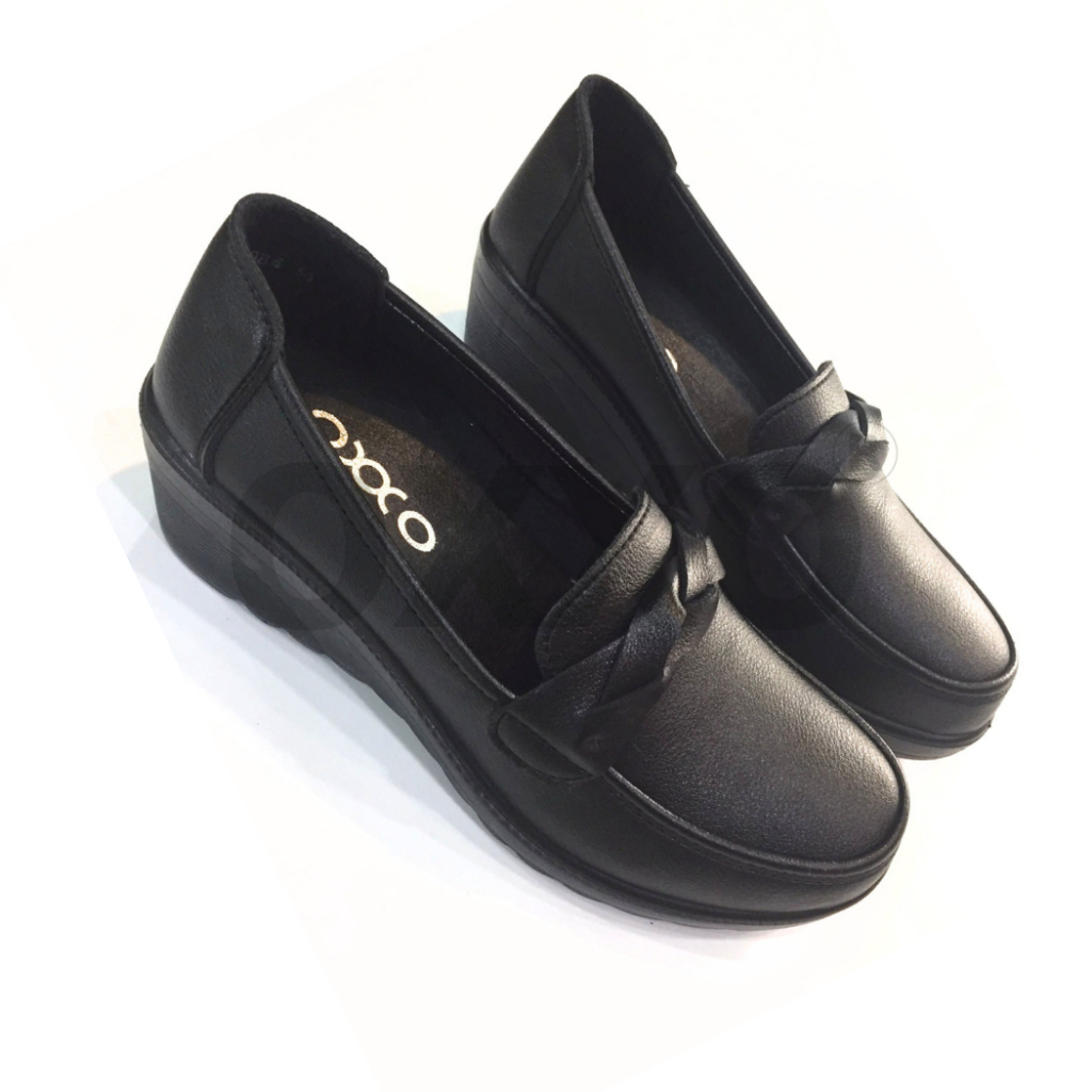 OXXO รองเท้าคัชชู เพื่อสุขภาพหนังนิ่ม ทำงาน หญิง ส้นเตารีด oxxo พี้นสูง2นิ้ว ใส่สบายX76084