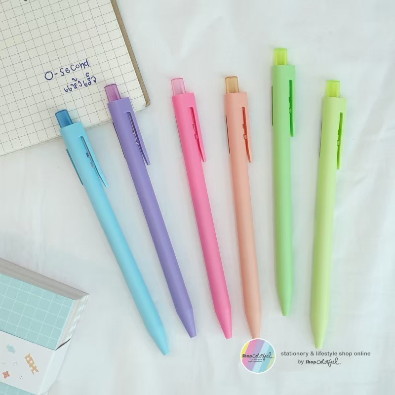 ปากกาเจล 0-Second radius แห้งเร็ว เขียนได้ทั้งมือซ้ายและขวา quick dry ด้ามสีพาสเทล