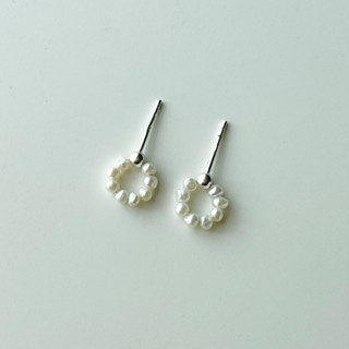 cchershop : silver925 ต่างหูเงินแท้ ต่างหูไข่มุกน้ำจืดแท้ Pearly Loop Stud