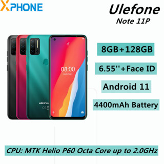 Ulefone Note 11P Smartphone Android 11 OS 8GB + 128GB 4400mAh Battery 6.55-inch HD+ Helio P60 Processor Original  CellPh