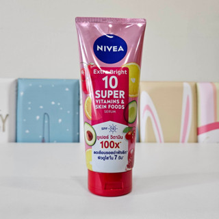 Nivea Extra Bright 10 Super Vitamins&amp;Skin Foods Serum  320 ml นีเวีย เซรั่มบำรุงผิวกายผสาน 10 วิตามินและอาหารผิว 320 มล.