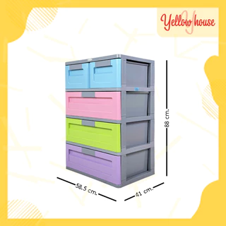 YellowHouse ตู้ลิ้นชัก พลาสติก ตู้รองเท้า กล่องเก็บของ ใส่ของ รุ่น Max L เสาเทา