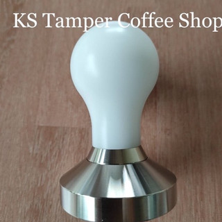 tamper coffee by KS ด้ามกดกาแฟ แบบด้ามสีขาว ขนาดเส้นผ่านศูนย์กลาง 51,53,54,57,58.0 58.50,58.55มม