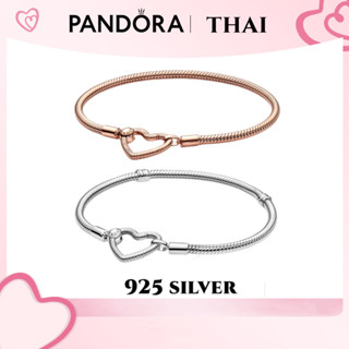 [ส่งจากกรุงเทพ]P แท้ เงิน925 14K rose gold สร้อยข้อมือ กำไล Moments heart snake chain bracelet ของแท้ 100%